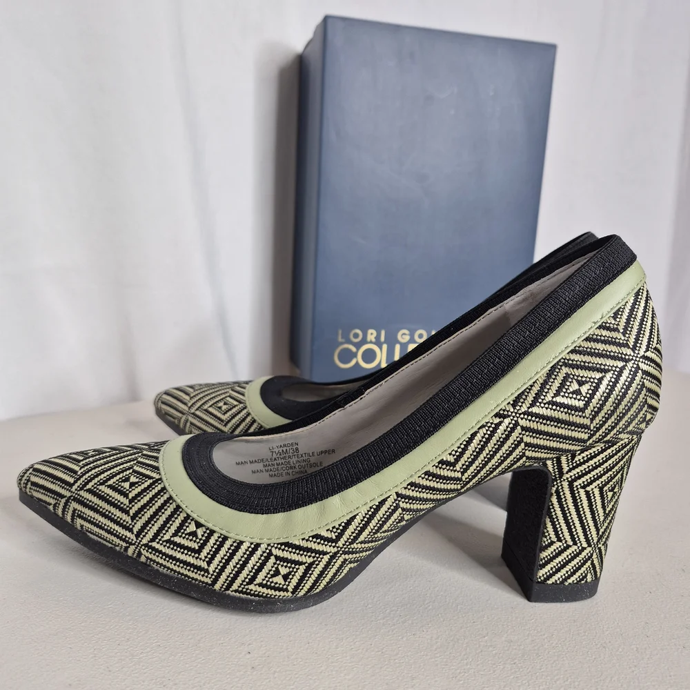 Lori Goldstein Collection LI-Yarden Raffia Block Heel Pumps - Size 7.5